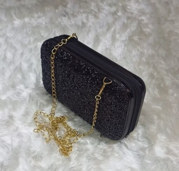 TRENDY Black Embroidered Synthetic Clutch For Womens & Girls - Free Size, Black, Synthetic, Pack of 1